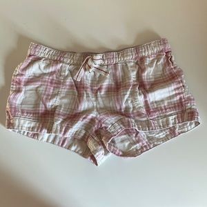 Hollister plaid pajama shorts pink white